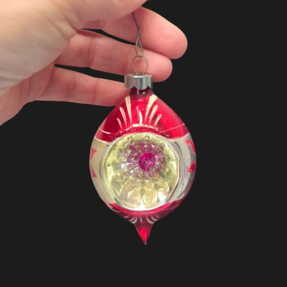 Vintage Shiny Brite Ornaments double Indent Bell Teardrop Mercury Glass bulbs 6 - Picture 13 of 16